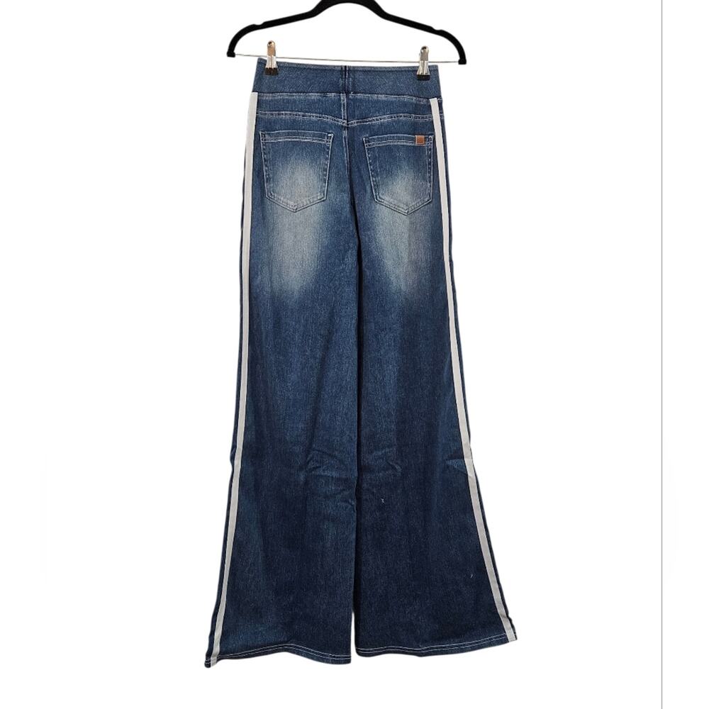 NWT Halara Flex High Waisted Stripe Wide Leg Flowy Washed Casual Jeans Size MR - Picture 7 of 8